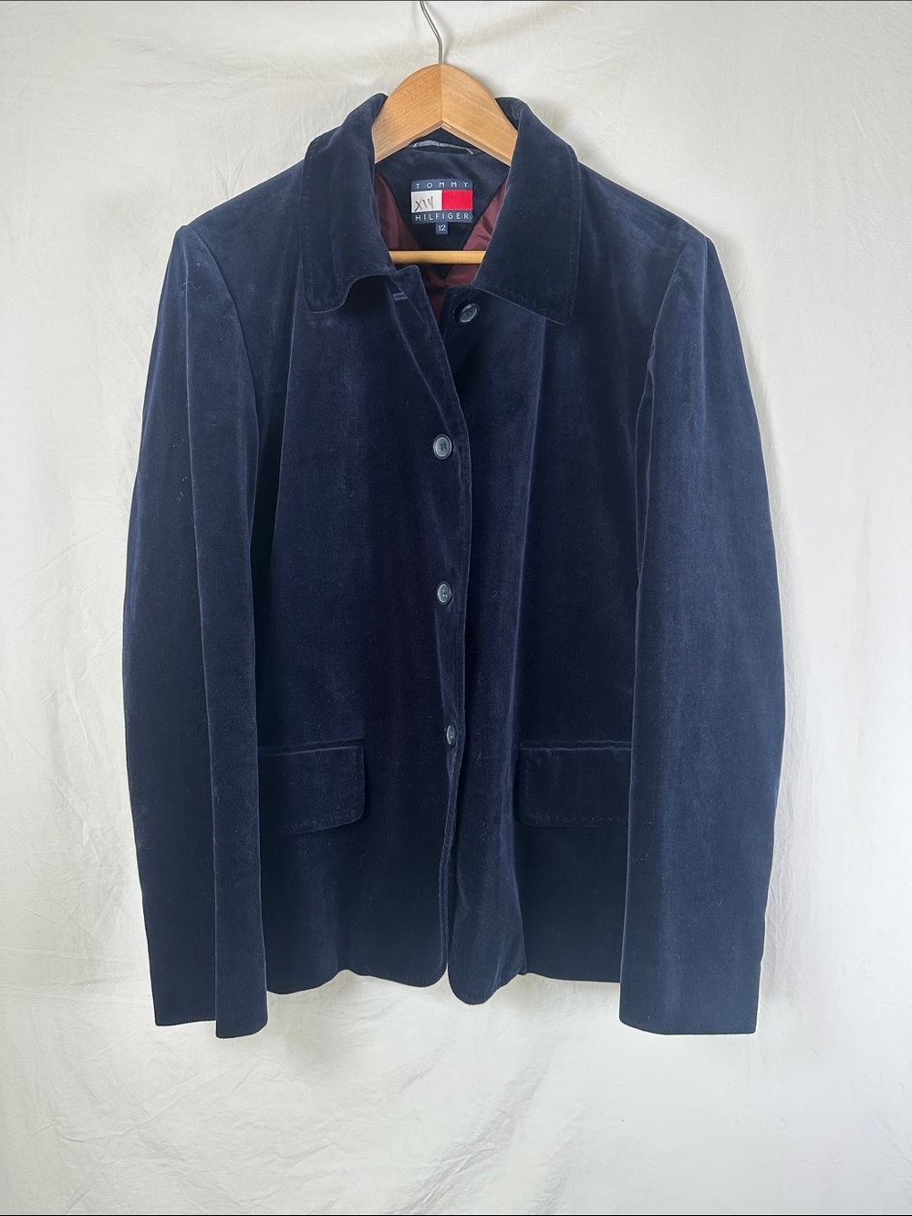 Tommy Hilfiger Women's Navy Velvet Blazer Jacket